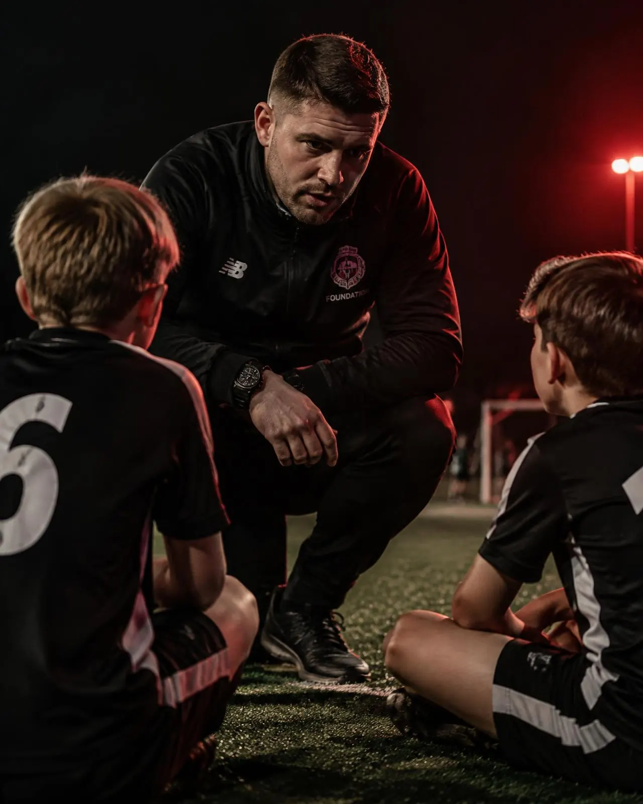 NXTGEN coach supporting young football players
